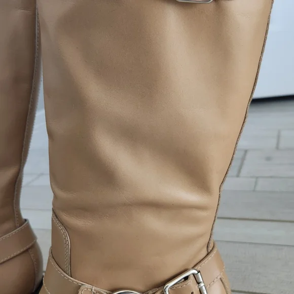 Dolce Vita Tan Heeled Boots with Buckle Detail 7WC (NOT Leather) - Picture 2 of 14